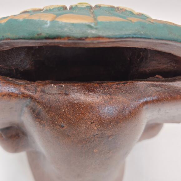 Vintage Mexican Hand Painted Clay Aztec Style Figure Statue 6.5" Folk Art - Picture 13 of 16